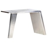 Cumpara ieftin Birou, design aeronava, argintiu, 112 x 50 x 76 cm, metal
