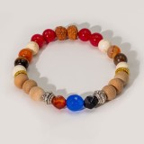 Cumpara ieftin Bratara Tri Hita Karana Bali, Rudraksha, Santal, Agat, Ochi de Tigru, Cadou Constient, Cutie Turcoaz