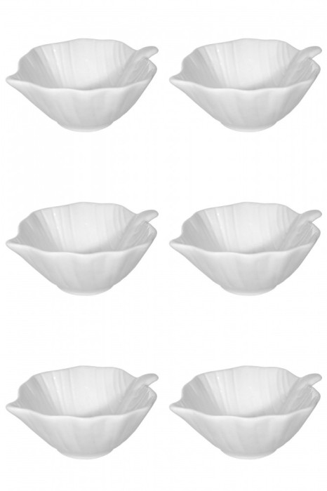 Set boluri, 6 piese, 120 ml, Portelan, Alb fildes