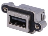 Soclu USB A pentru montare pe panou THT drept