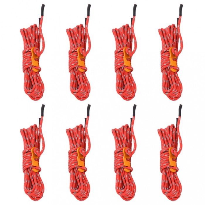 vidaXL Funie pentru cort cu chei reflectorizante, 8 buc., 4 m, 4 mm 4008134