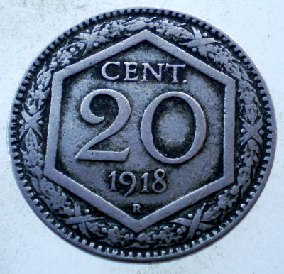 7.649 ITALIA 20 CENTESIMI 1918 R foto