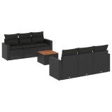 Cumpara ieftin Set canapele de gradina cu perne, 7 piese, negru, poliratan