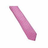 Cravata slim, Onore, roz, microfibra, 145 x 6.5 cm, model liniute, Dungi