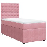Cumpara ieftin Pat box spring cu saltea, roz, 80x200 cm, catifea
