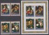 Burundi 1979 - Crăciun - Picturi cu &bdquo;Fecioara și Pruncul&rdquo; de Del Garbo, Bassano, s.a., Serie + Colita (RARA), MNH