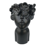 Cumpara ieftin Vaza decorativa, Bust copil cu flori, 23 cm, Negru, 467H