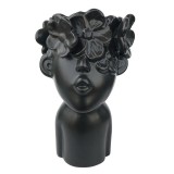 Vaza decorativa, Bust copil cu flori, 23 cm, Negru, 467H