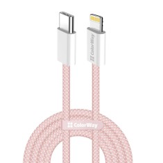 Cablu incarcare Lightning pentru iPhone 27W ColorWay, 1m, roz foto