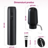 Tirbuson electric automat pentru vin, reincarcabil, Set 4 in 1, aerator si dozator de vin electric, accesoriu taiat sigiliu sticla, dop sticla vin cu
