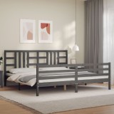 Cumpara ieftin Cadru pat cu tăblie 200x200 cm, gri, lemn masiv