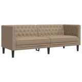 Cumpara ieftin Canapea Chesterfield cu 3 locuri, cappuccino, piele ecologica