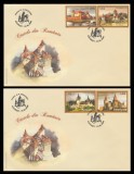 2008 Romania, 2 FDC Castele din Romania LP 1810, plicuri prima zi, Romania de la 1950, Arhitectura