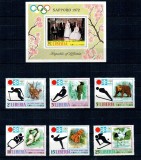 Liberia 1971 - Jocurile Olimpice de iarna, fauna, serie si colita neuzata
