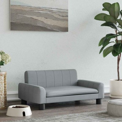 Pat de c&amp;acirc;ini, gri deschis, 70x45x30 cm, material textil foto