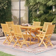 vidaXL Set mobilier grădină, 7 piese, lemn masiv de tec 3059561
