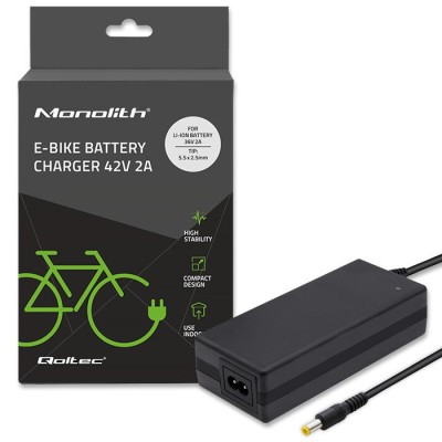 Incarcator pentru baterie de bicicleta electrica, Qoltec, 36V, 42V, 2A, 5.5 x 2.5 foto