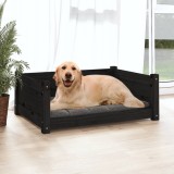 Cumpara ieftin Pat pentru c&acirc;ini, negru, 75,5x55,5x28 cm, lemn masiv de pin