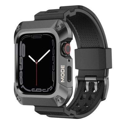 Husa pentru Apple Watch 4 / 5 / 6 / SE / SE 2 (44mm) + Curea - Lito Metal RuggedArmor (LS002) - Grey foto