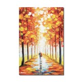 Tablou indragostiti pictat manual, Impreuna pe aleea vietii, 60x40cm ulei pe panza, Magistral