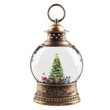 Cumpara ieftin Felinar luminat de Craciun, cu bradut, ventilator zapada, LED, cadou, decoratiune pentru casa, maro