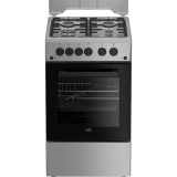 Aragaz pe gaz Beko FSGT52110DXON, 4 arzatoare, Timer, Rotisor, Iluminare cuptor, Culoare Inox, Clasa A