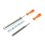 Set pentru ascutit lant drujba 3/8 cu pile, sabloane si manere