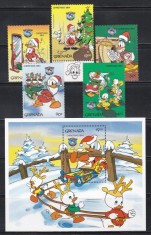 Grenada 1984 - Walt Disney, Serie + Colita, Cota 22.50 EURO, MNH