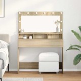 Masă de toaletă cu lumini LED, stejar sonoma, 100x41x135 cm