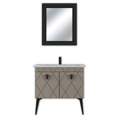 Set mobilier baie Cosmos, 3 piese, mocha mat, 90 cm foto