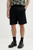 Armani Exchange pantaloni scurți din amestec de in culoarea negru, XM000656 AF13180