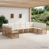 Cumpara ieftin Set de canapele de exterior 10 buc. Alb Natural si Crem