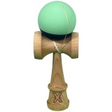 Kendama X Originala, Profesionala, Cyrax, din Lemn, Rubber Grip, 18 cm, Verde deschis/Albastru