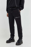HUGO pantaloni de trening din bumbac culoarea negru, cu imprimeu 50504720