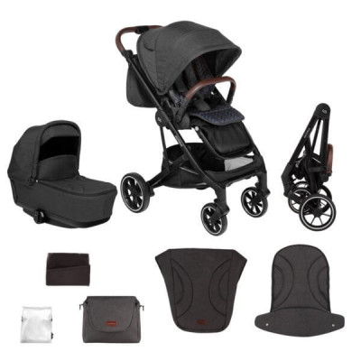 Carucior 2 in 1 Moss, Onyx, Negru, Skiddou foto