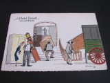Carte Poștală Vintage Franța &ndash; &quot;A l&#039;hotel Drouot, Les Porteurs&quot;, Ilustrație Semnată Sterling, Franta, Necirculata, Printata