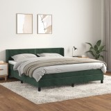 VidaXL Pat box spring cu saltea, verde &icirc;nchis, 180x200 cm, catifea 3130916
