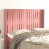 VidaXL Tăblie de pat cu aripioare, roz, 147x16x118/128 cm, catifea