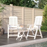Set de mobilier pentru grădină, 3 piese, alb, polipropilenă