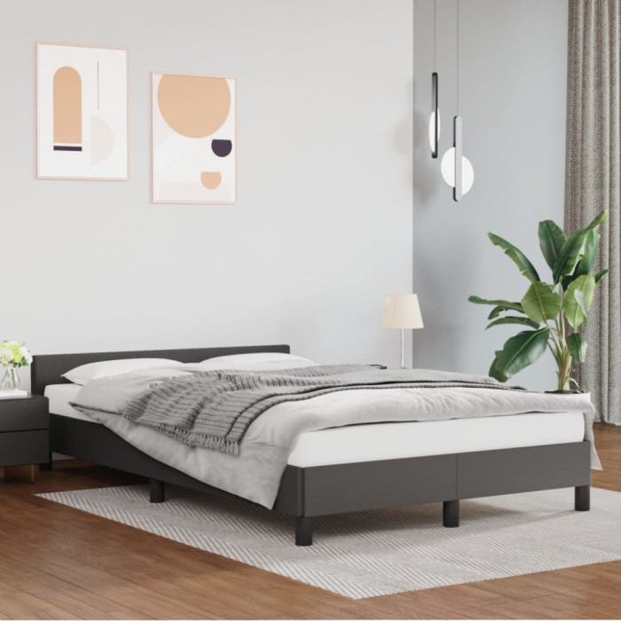 Cadru de pat fără saltea gri 120x190 cm piele artificială