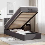 Cumpara ieftin Cadru de pat otoman cu saltea gri 90x200cm piele artificiala