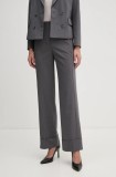 Sisley pantaloni din lana culoarea gri, drept, high waist, 4JYQLF061