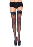 Ciorapi negri cu banda elastica si funde, Bunny Sheer, Leg Avenue, S-L