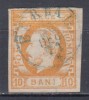 ROMANIA1871 LP 31 REGELE CAROL I CU BARBA 10 BANI PORTOCALIU T8 STAMPILAT BERLAD