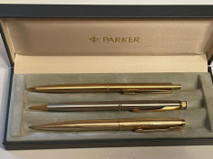 SET PARKER - PIX + CREION + PIX - Paper Mate - Gold Plated - Vintage ! foto