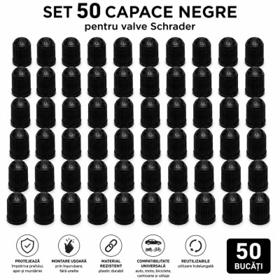 Set 50 capace negre pentru valve foto