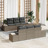 Gossi set de canapea pentru gradina cu 7 piese si perne, gri, din ratan sintetic