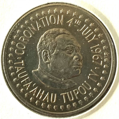 TONGA 1 PA&amp;#039;ANGA 1967,,,UNC,,,( CORONATION TAUFA&amp;#039;AHAU TUPOU IV.),,RARA foto