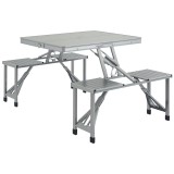 Outsunny Set masă și scaun de camping pliabil formă valiză picnic, aluminiu, dim. 85,5L x 67,5l x 67H cm | Aosom Romania