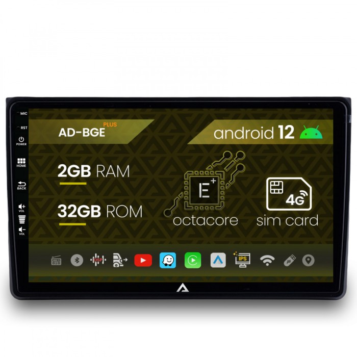 Navigatie Audi A4(B6 B7) Seat Exeo, Android 12, E-Octacore 2GB RAM + 32GB ROM, 9 Inch - AD-BGE9002+AD-BGRKIT425